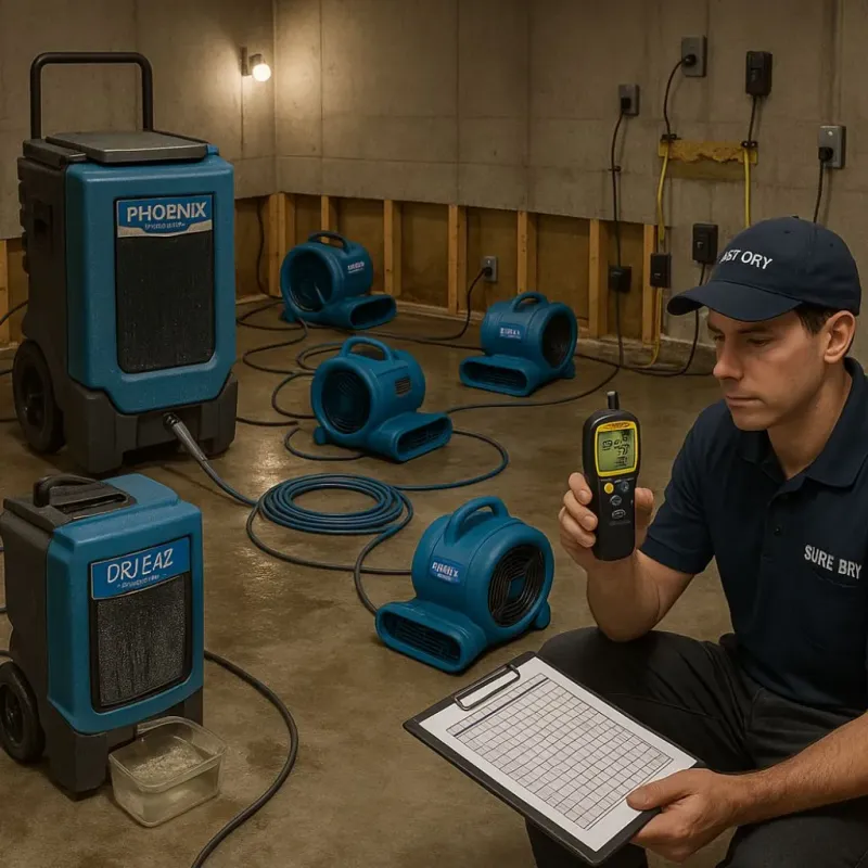 Structural Drying and Dehumidification process in Bellair-Meadowbrook Terrace, FL